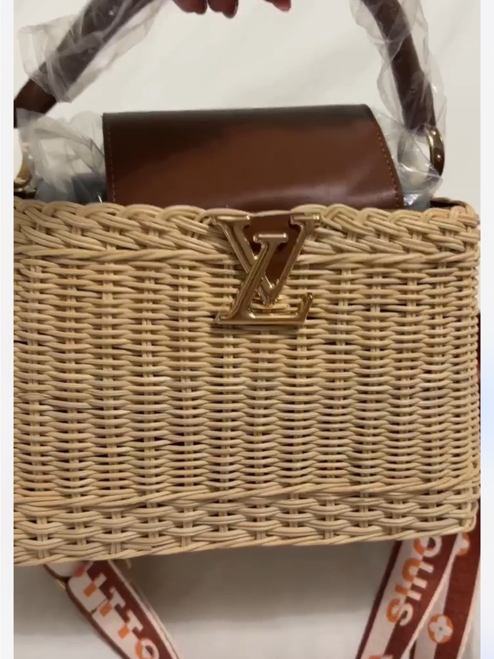 Louis Vuitton Natural & Brown Wicker Top-Handle Tote - Picture 1 of 4